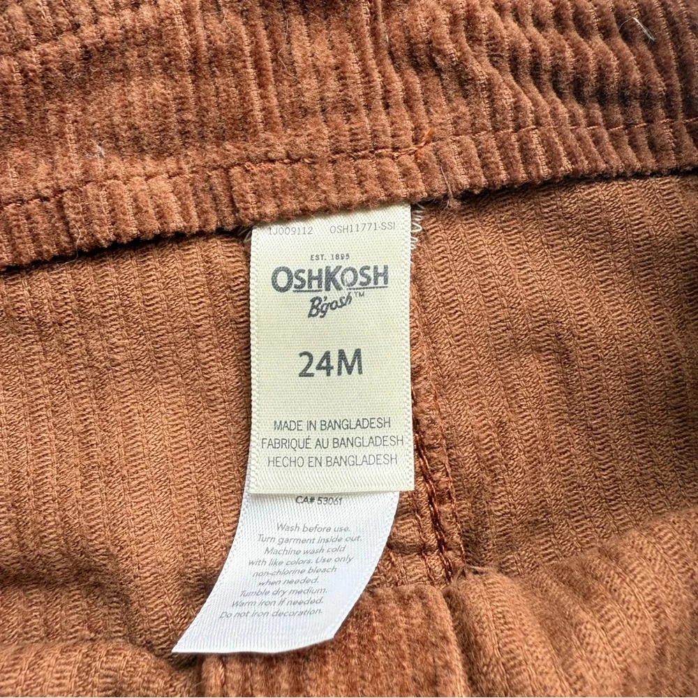 Oshkosh Corduroy Overall Dress Toddler Girl Brown Cognac Size 24m - Picture 3 of 3